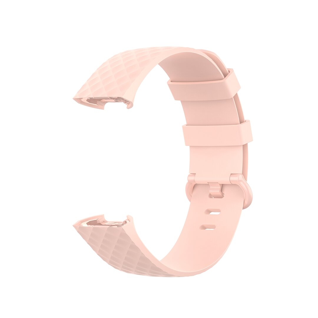 Fitbit Charge 3 &amp; 4 Silikonband mit Diamantmuster - Gr&ouml;&szlig;e: Klein - hellrosa