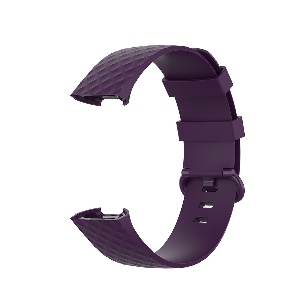 Fitbit Charge 3 &amp; 4 Silikonband mit Rautenmuster - Gr&ouml;&szlig;e: Klein - Dunkelviolett