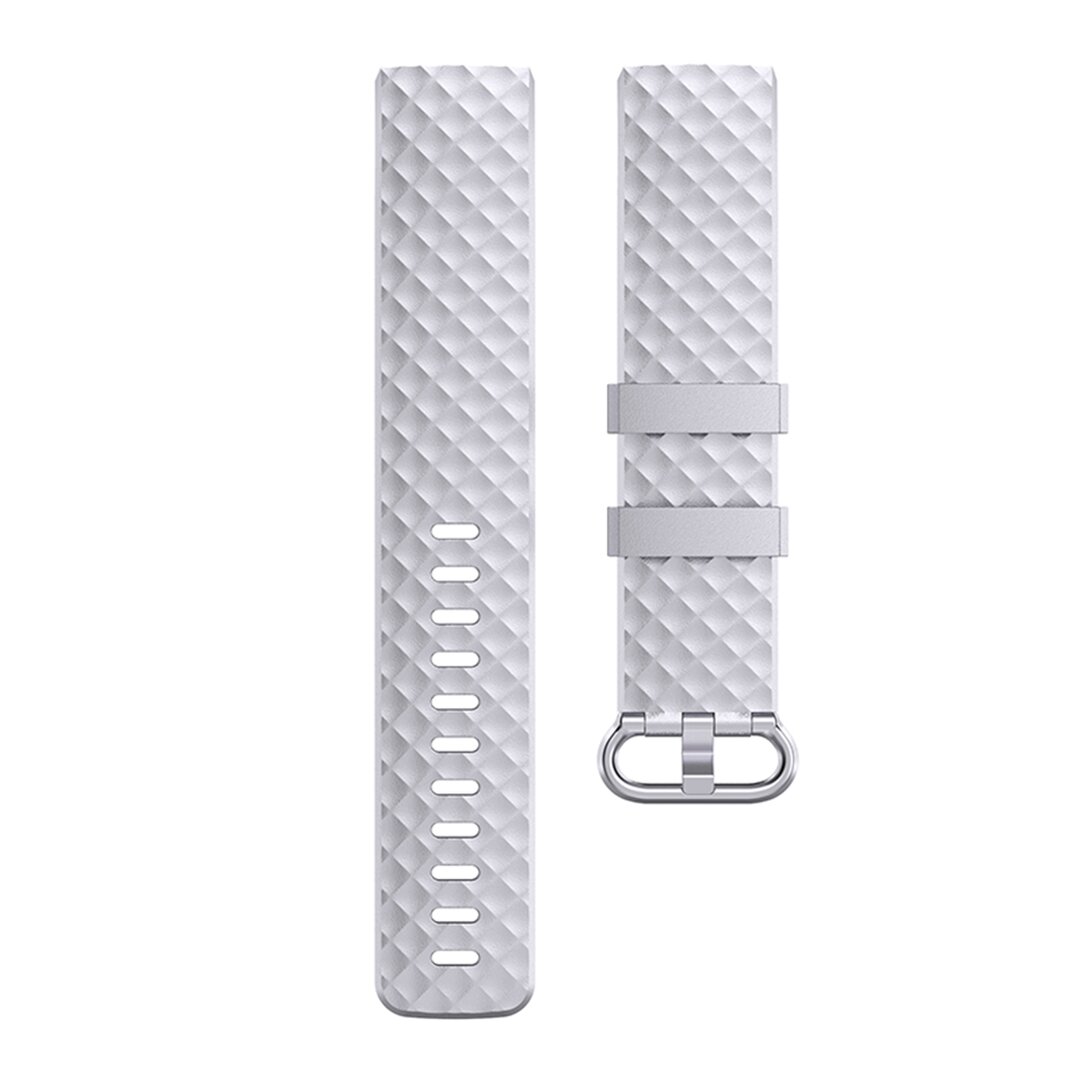 Fitbit Charge 3 &amp; 4 Silikonband mit Diamantmuster - Gr&ouml;&szlig;e: Klein - Silber
