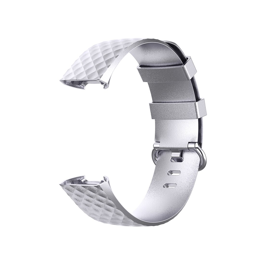 Fitbit Charge 3 &amp; 4 Silikonband mit Diamantmuster - Gr&ouml;&szlig;e: Klein - Silber