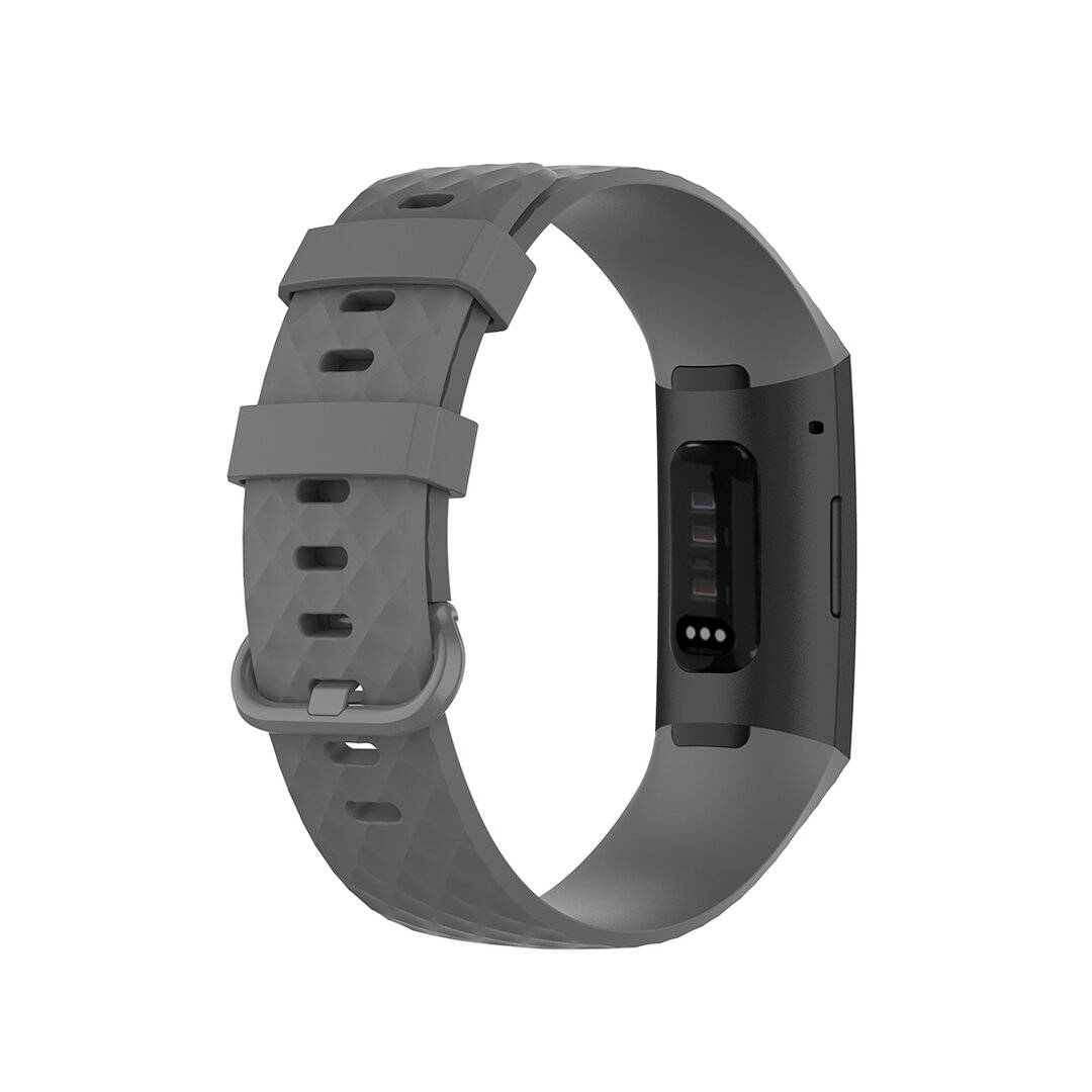 Fitbit Charge 3 &amp; 4 Silikonband mit Diamantmuster - Gr&ouml;&szlig;e: Klein - Grau
