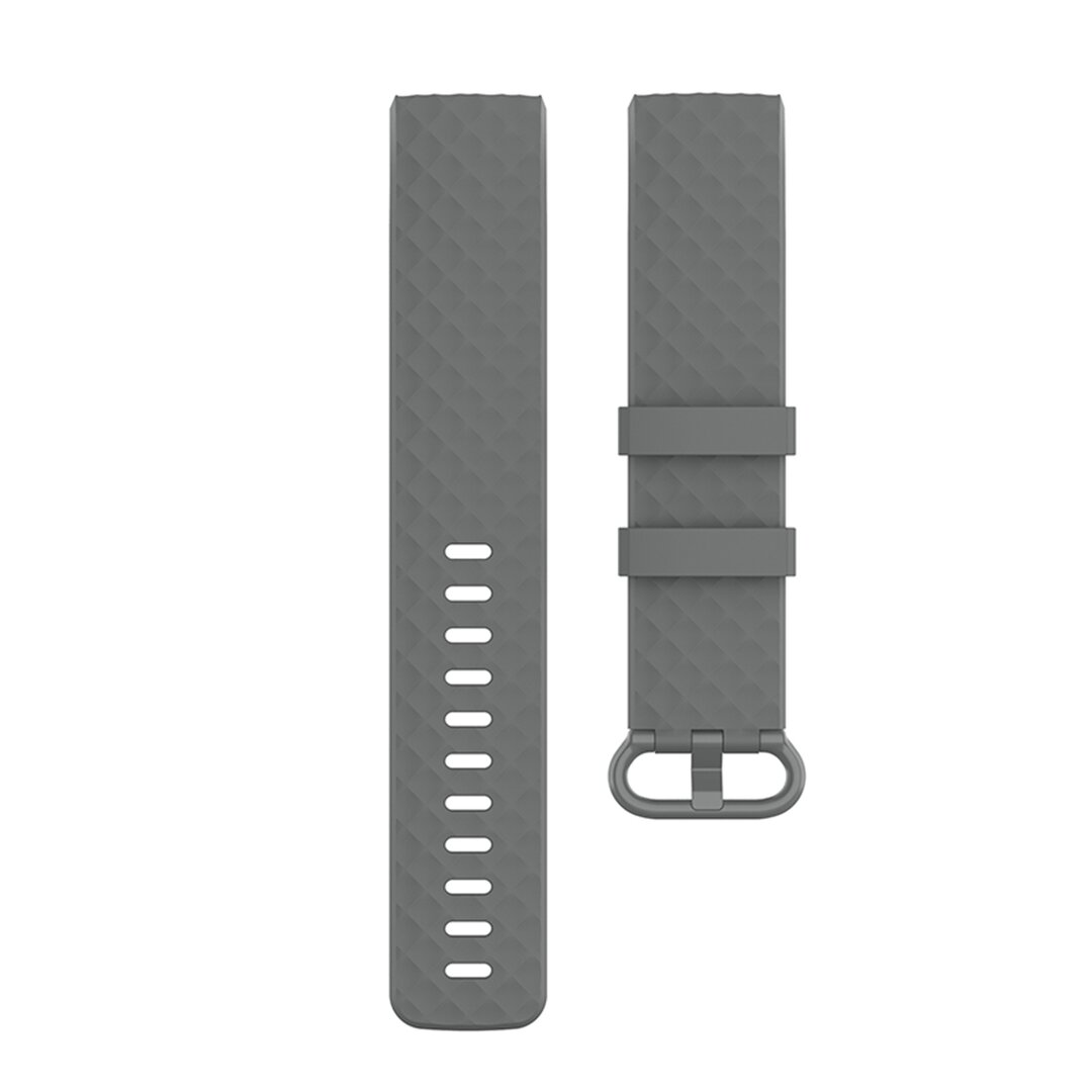 Fitbit Charge 3 &amp; 4 Silikonband mit Diamantmuster - Gr&ouml;&szlig;e: Klein - Grau