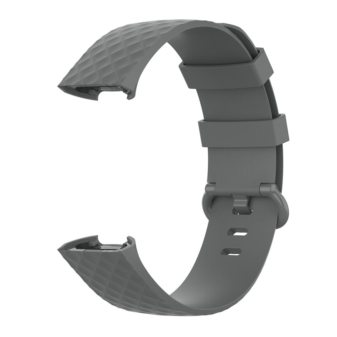Fitbit Charge 3 &amp; 4 Silikonband mit Diamantmuster - Gr&ouml;&szlig;e: Klein - Grau