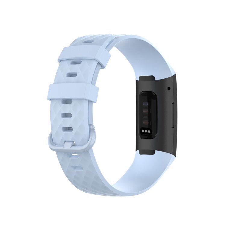 Fitbit Charge 3 &amp; 4 Silikonband mit Diamantmuster - Gr&ouml;&szlig;e: Klein - Hellblau