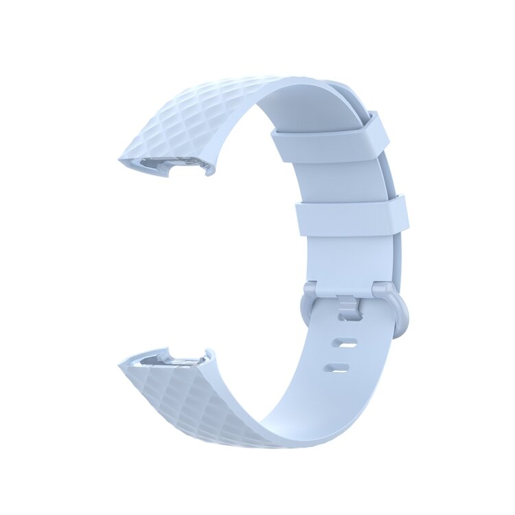 Fitbit Charge 3 &amp; 4 Silikonband mit Diamantmuster - Gr&ouml;&szlig;e: Klein - Hellblau