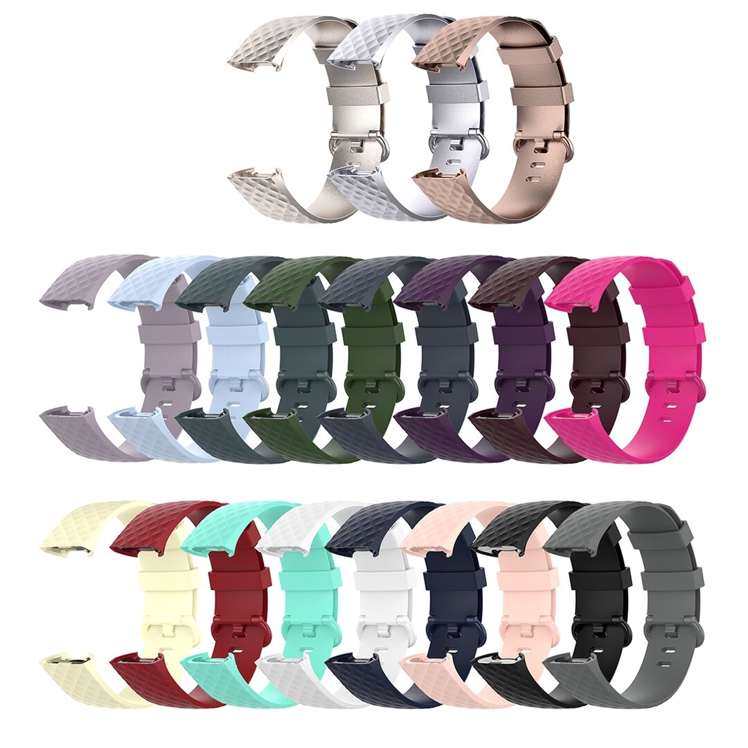 Fitbit Charge 3 &amp; 4 Silikonband mit Diamantmuster - Gr&ouml;&szlig;e: Klein - Hellblau