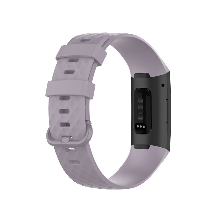 Fitbit Charge 3 &amp; 4 Silikonband mit Rautenmuster - Gr&ouml;&szlig;e: Klein - Hellviolett