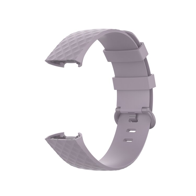 Fitbit Charge 3 &amp; 4 Silikonband mit Rautenmuster - Gr&ouml;&szlig;e: Klein - Hellviolett