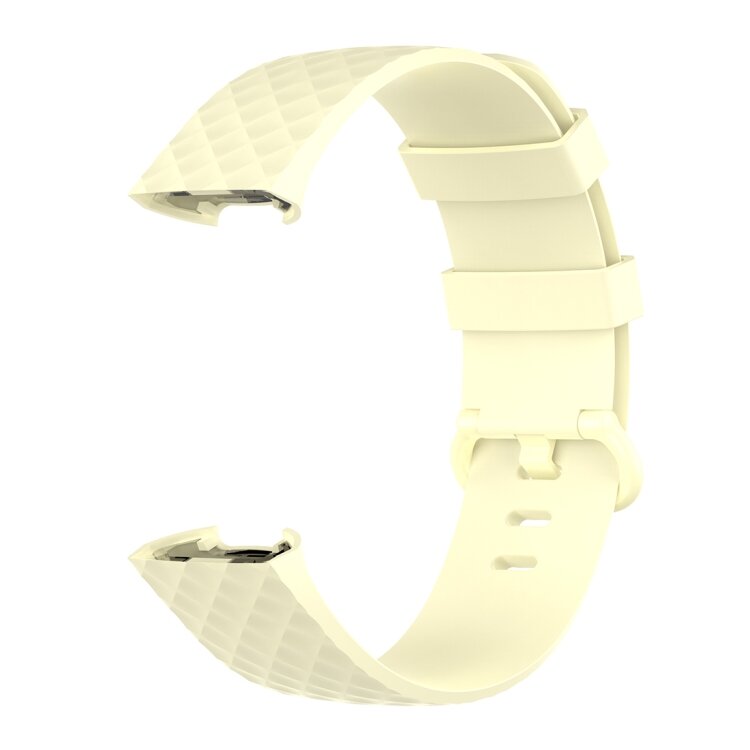 Fitbit Charge 3 &amp; 4 Silikonband mit Rautenmuster - Gr&ouml;&szlig;e: Large - Hellgelb