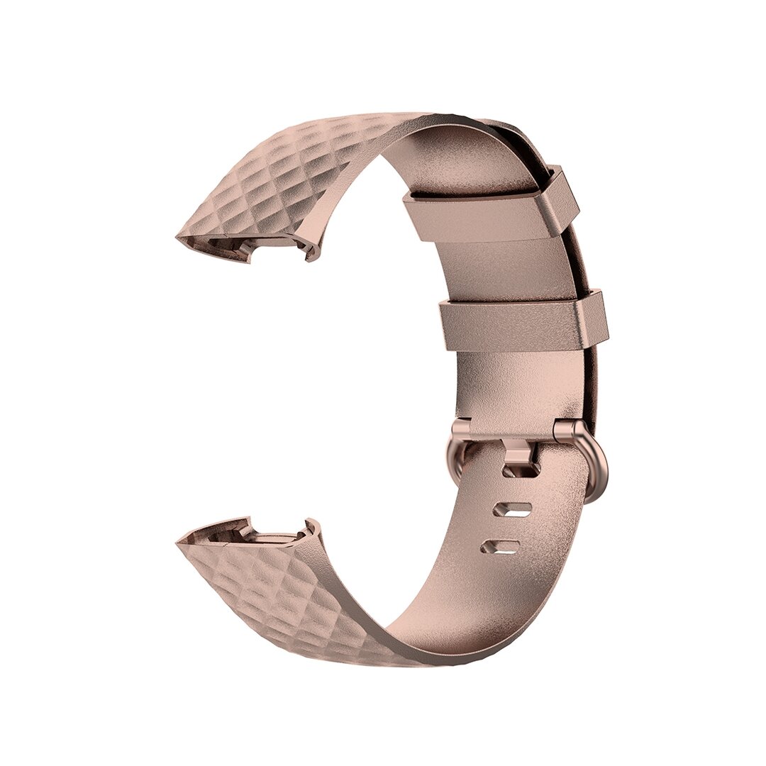 Fitbit Charge 3 &amp; 4 Silikonband mit Rautenmuster - Gr&ouml;&szlig;e: Gro&szlig; - Ros&eacute;gold