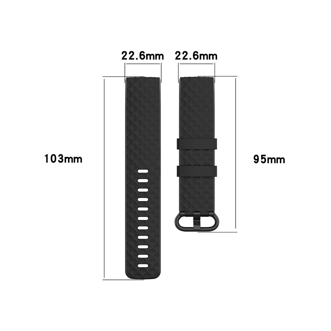 Fitbit Charge 3 &amp; 4 Silikonband mit Rautenmuster - Gr&ouml;&szlig;e: Gro&szlig; - Ros&eacute;gold
