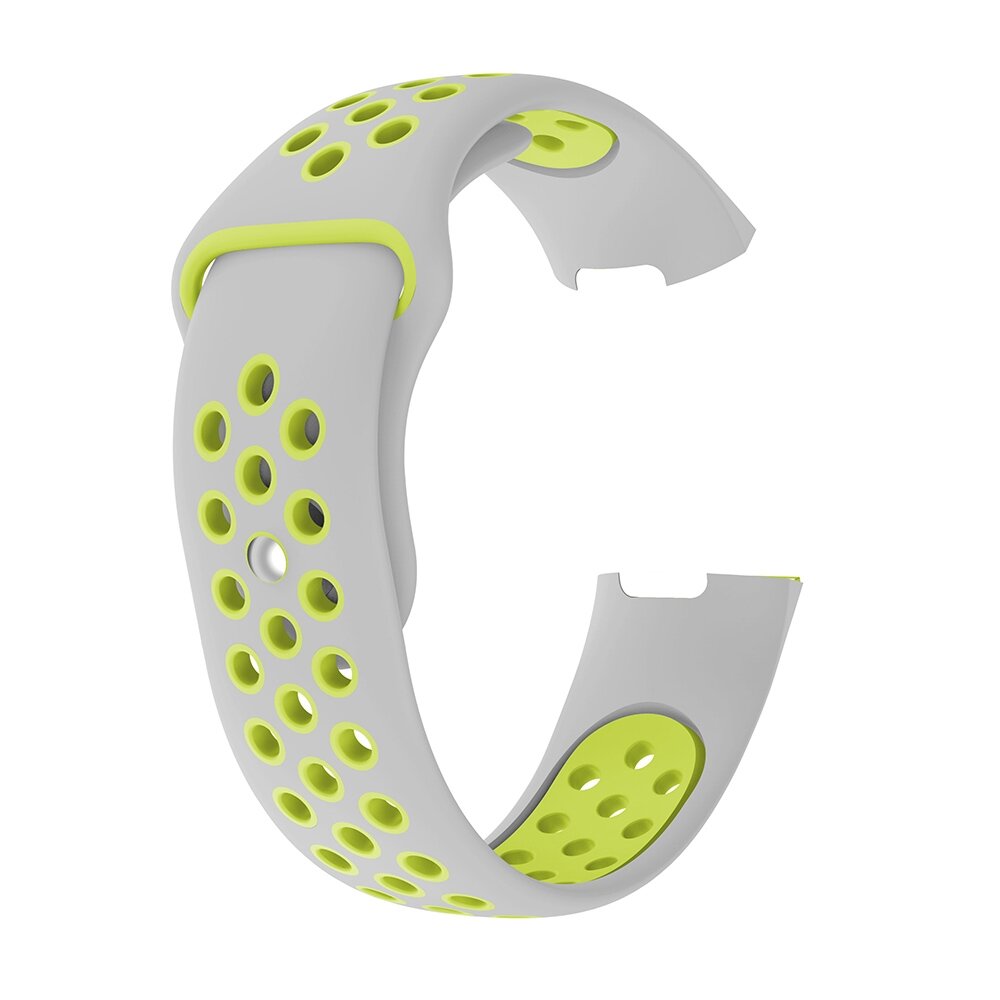 Fitbit Charge 3 &amp; 4 Silikon DOT Armband - Gr&uuml;n / Grau - Gr&ouml;&szlig;e: Gro&szlig;