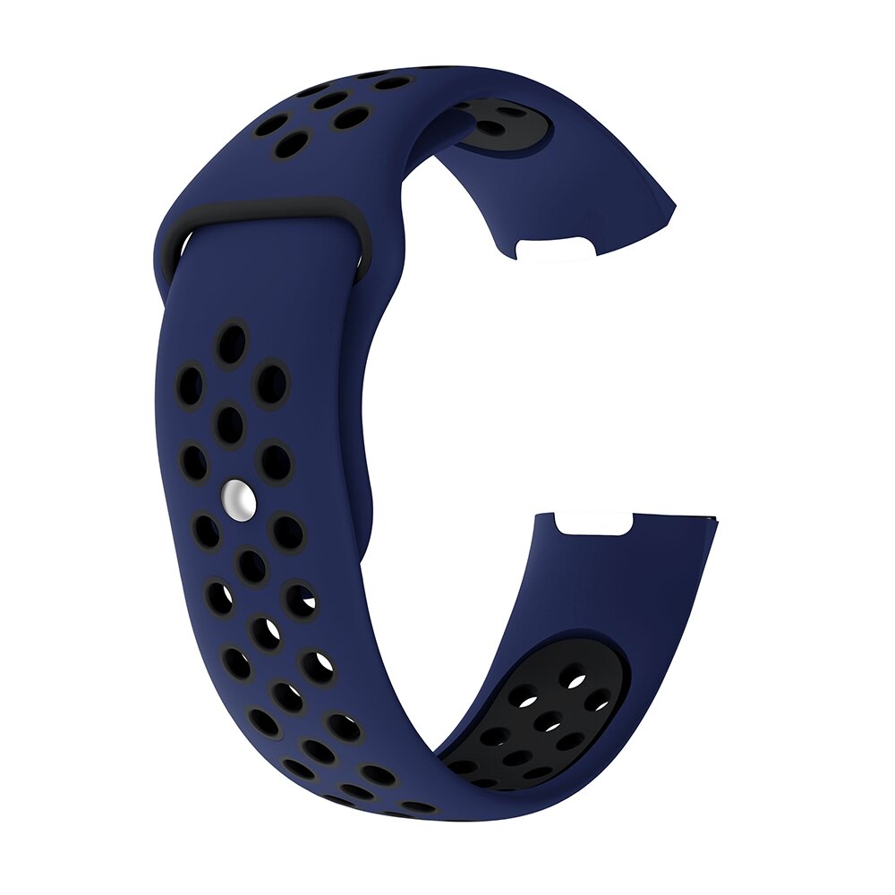 Fitbit Charge 3 &amp; 4 Silikon DOT-Armband - Dunkelblau / Schwarz - Gr&ouml;&szlig;e: Large