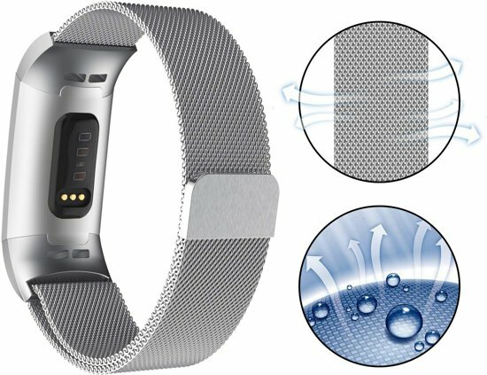 Fitbit Charge 3 &amp; 4 milanaise Armband - Gr&ouml;&szlig;e: Gro&szlig; - Silber