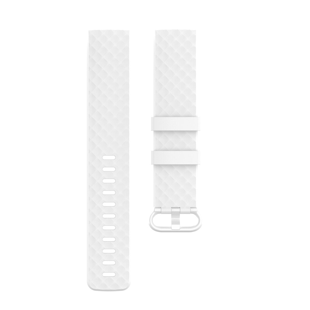 Fitbit Charge 3 &amp; 4 Silikonband mit Rautenmuster - Gr&ouml;&szlig;e: Gro&szlig; - Wei&szlig;