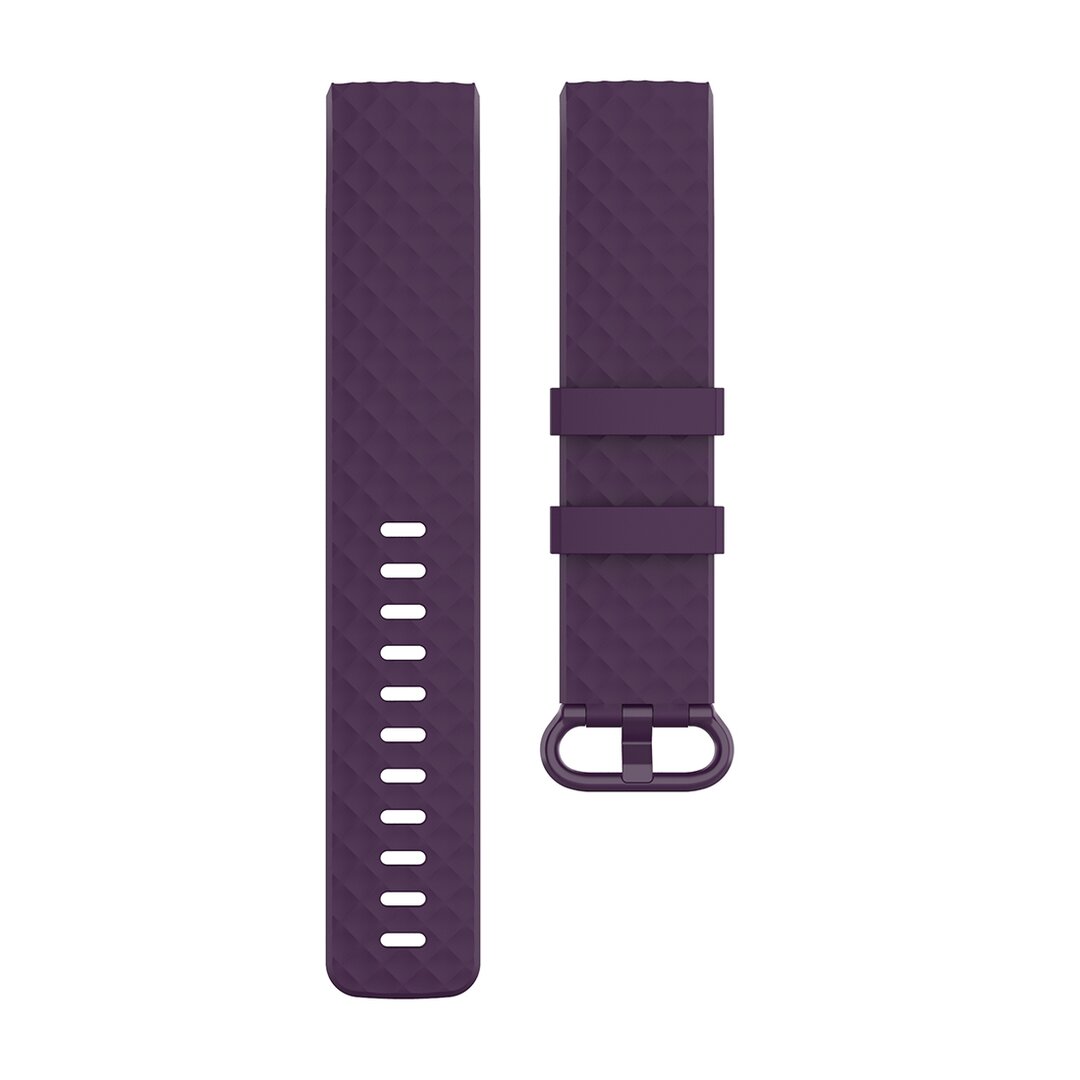 Fitbit Charge 3 &amp; 4 Silikonband mit Rautenmuster - Gr&ouml;&szlig;e: Gro&szlig; - Dunkelviolett