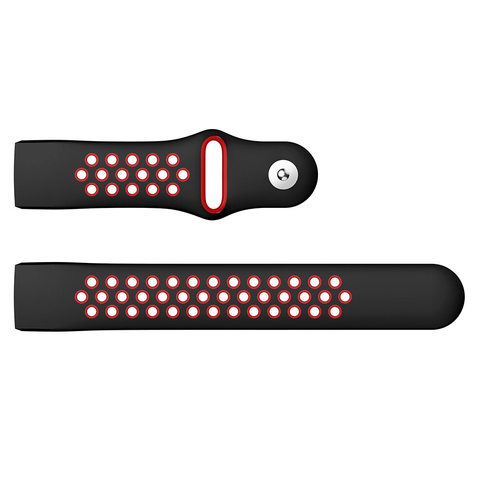 Fitbit Charge 3 &amp; 4 Silikon DOT Armband - Rot/Schwarz - Gr&ouml;&szlig;e: Gro&szlig;