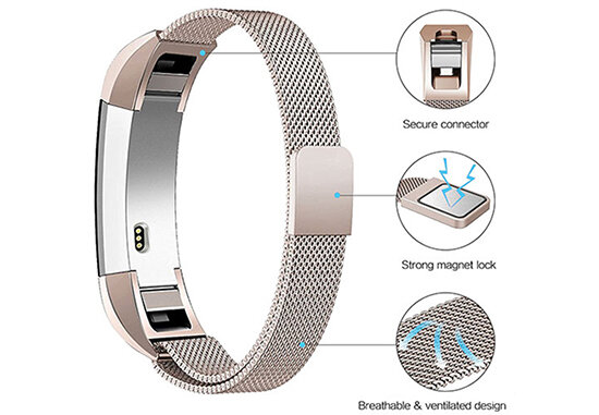 FitBit Alta HR Milanaise Armband - Gr&ouml;&szlig;e: Gro&szlig; - Vintage gold