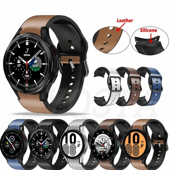 Samsung Galaxy Watch 4 - 40mm &amp; 44mm - 2 in 1 Silikon/Lederband - Grau