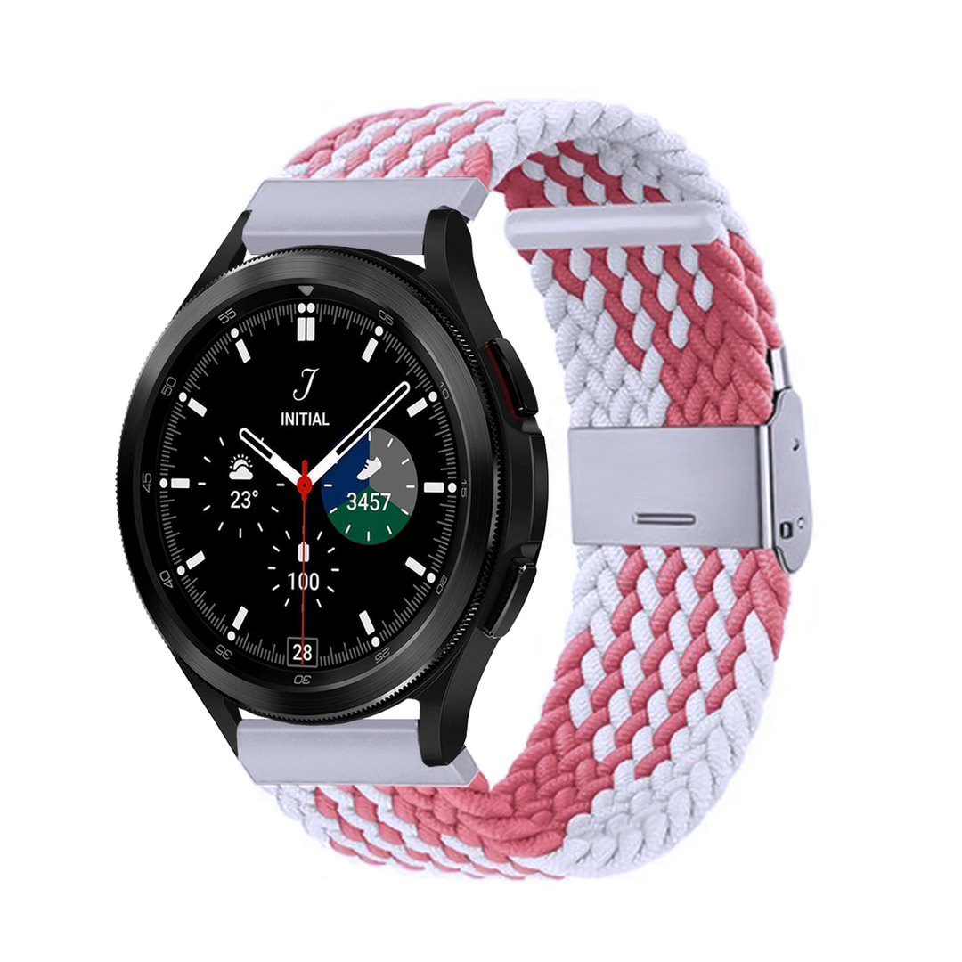 Samsung Galaxy Watch 4 Classic - 42mm / 46mm - Geflochtenes Armband - Wei&szlig;/Rosa