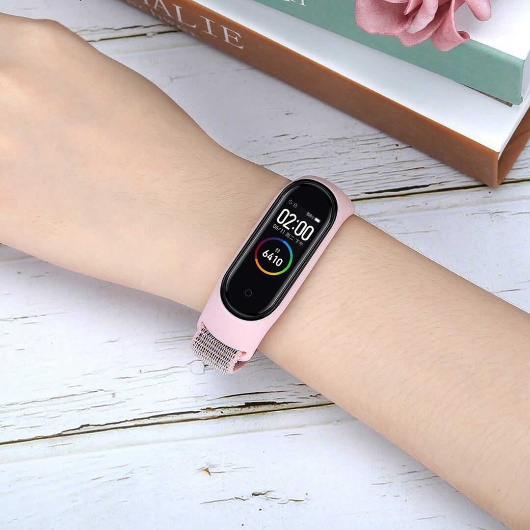 Nylon gewebt Band Xiaomi Mi Band 3 / 4 / 5  / 6 / 7 - Rosa