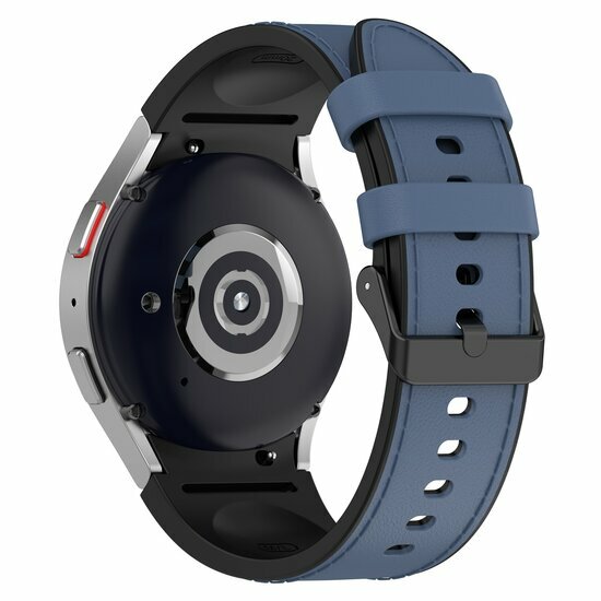 Leder + Silikonband - Gr&ouml;&szlig;e: gro&szlig; - Dunkelblau - Samsung Galaxy Watch 4 Classic - 42mm &amp; 46mm