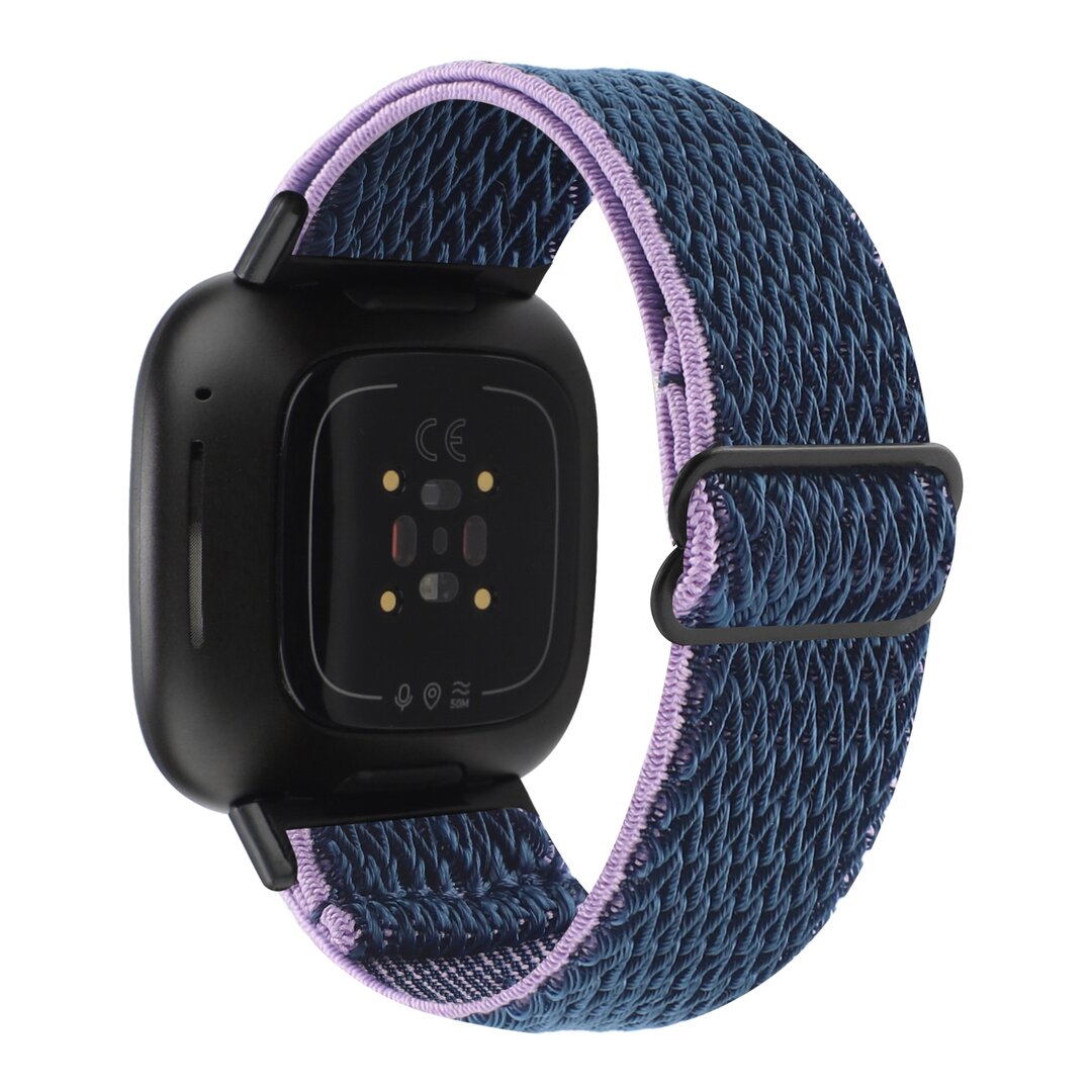 Fitbit Versa 3/4 &amp; Sense 1/2 Nylon Laufband - Dunkelblau mit Lila