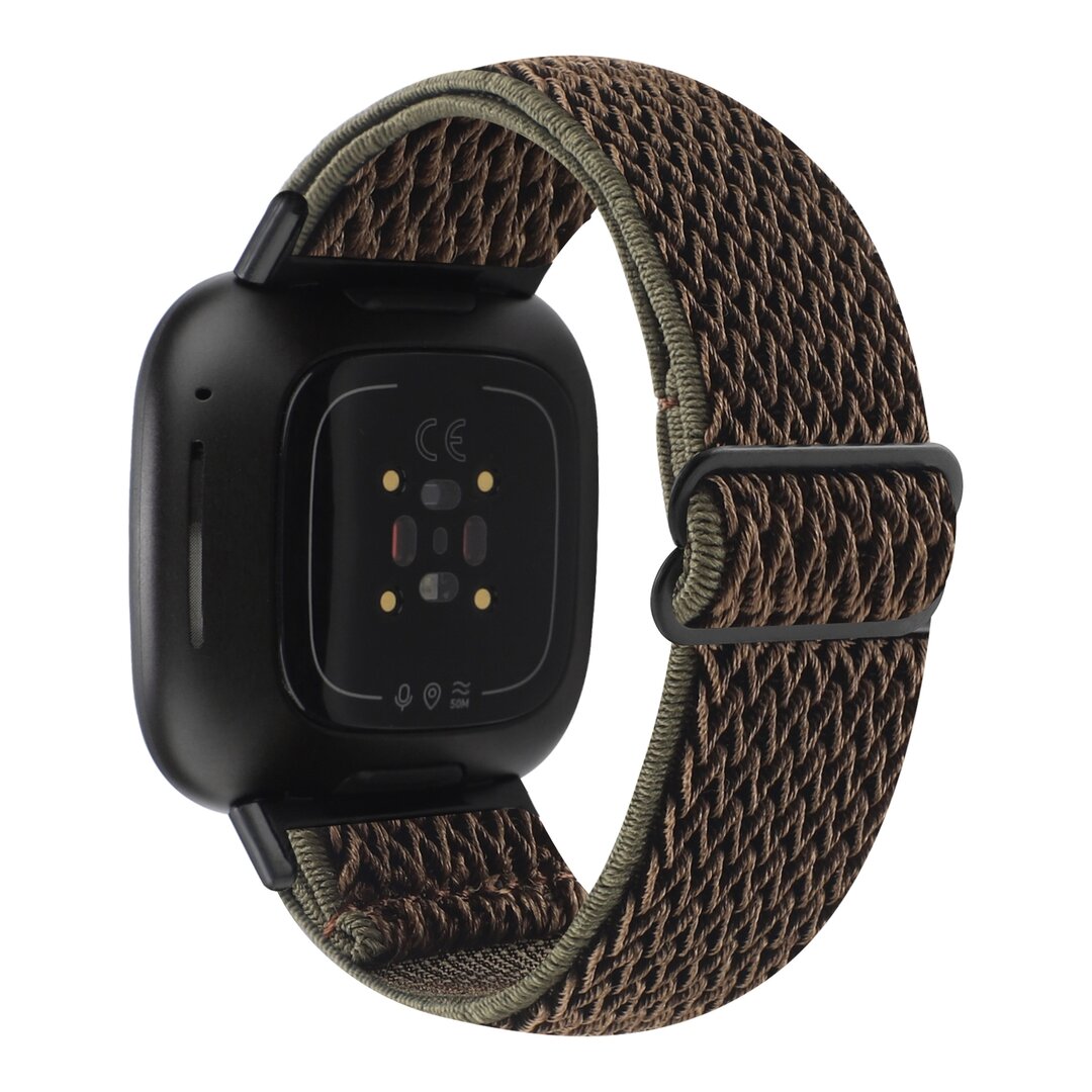 Fitbit Versa 3/4 &amp; Sense 1/2 Nylon Laufband - Braun mit dunkelgr&uuml;n
