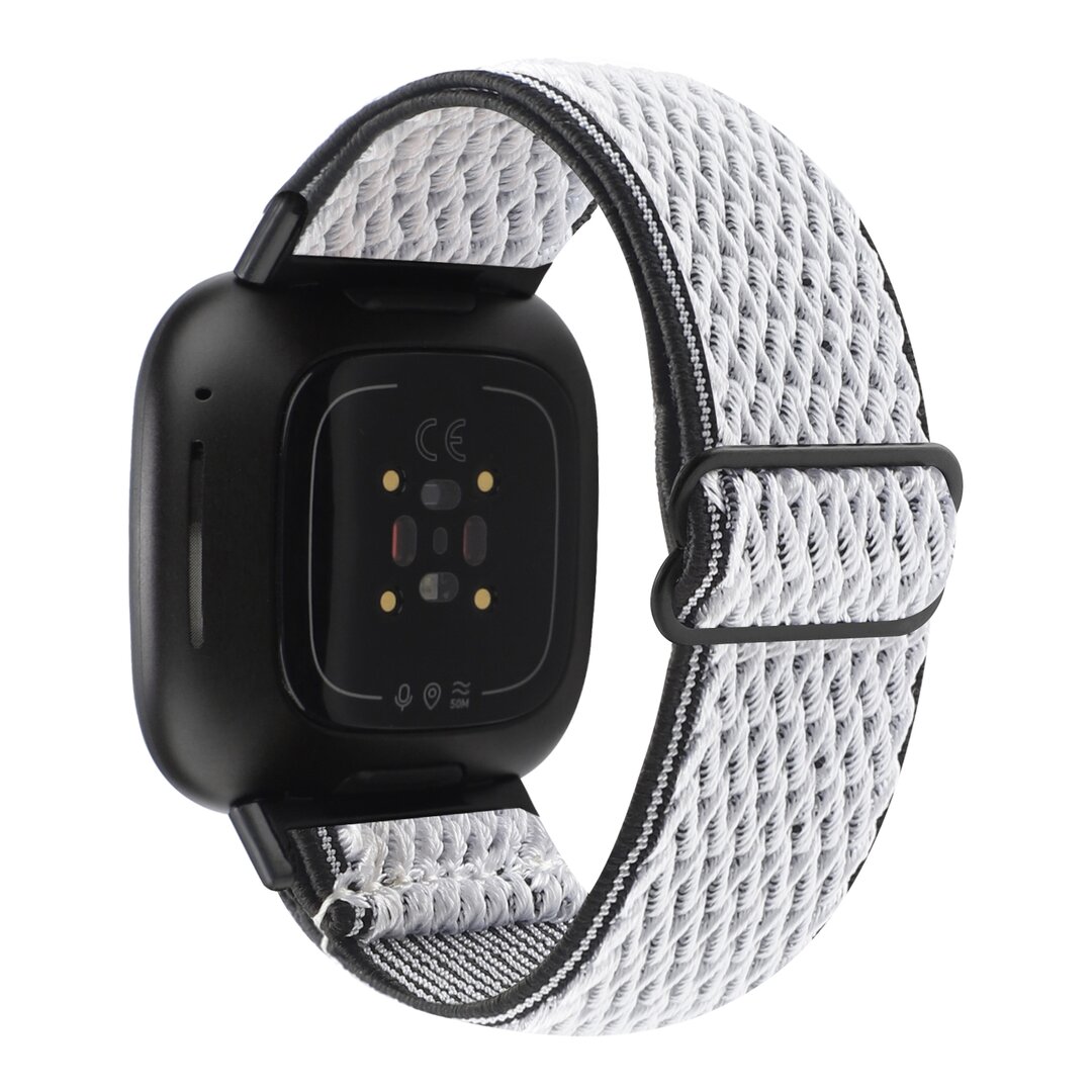 Fitbit Versa 3/4 &amp; Sense 1/2 Nylon Laufband - Wei&szlig; mit Schwarz