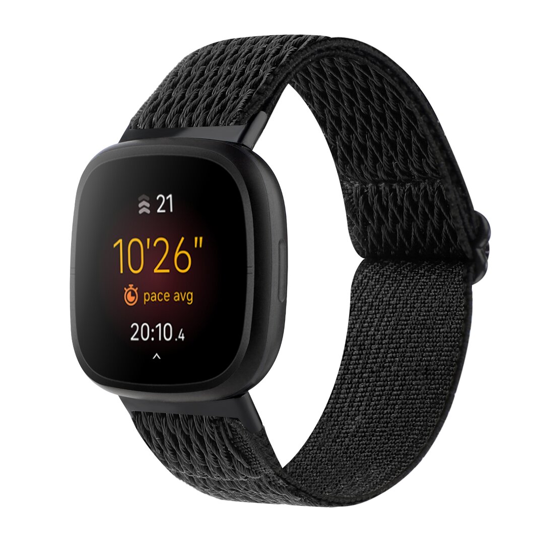 Fitbit Versa 3/4 &amp; Sense 1/2 Nylon Laufband - Schwarz