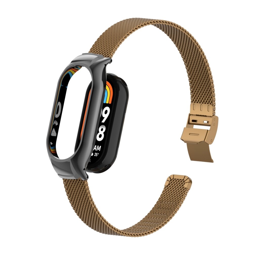 Milanaise Band mit Geh&auml;use - Braun - Xiaomi Smart Band 8 &amp; 9