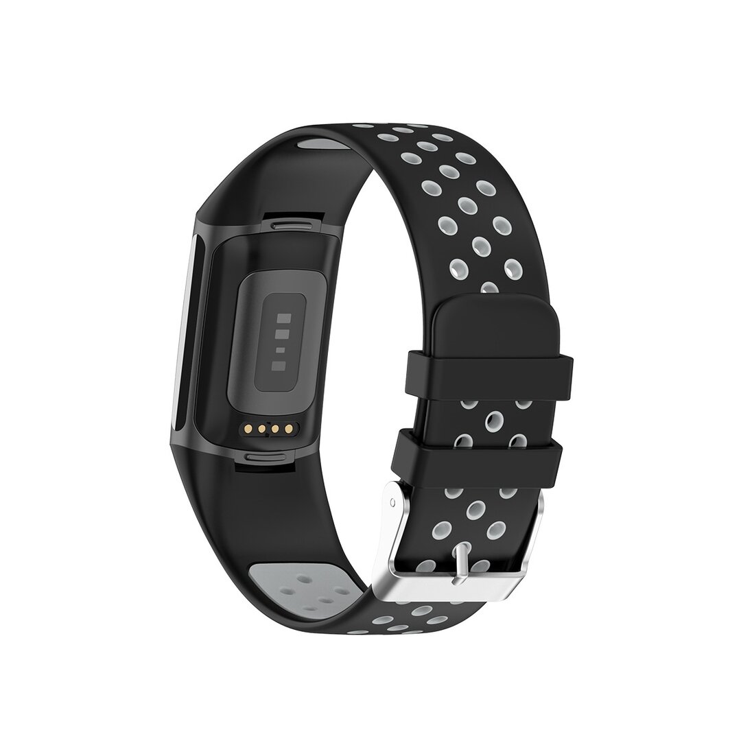 FitBit Charge 5 &amp; 6 Sportarmband mit Schnalle - Schwarz/Grau - Zweifarbig - Gr&ouml;&szlig;e: L