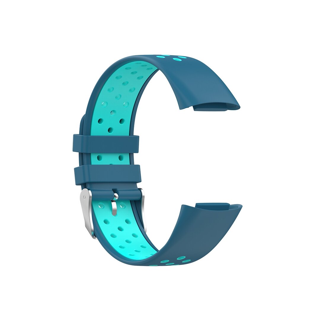 FitBit Charge 5 &amp; 6 Sportband mit Schnalle - Blau/T&uuml;rkis - Zweifarbig - Gr&ouml;&szlig;e: L