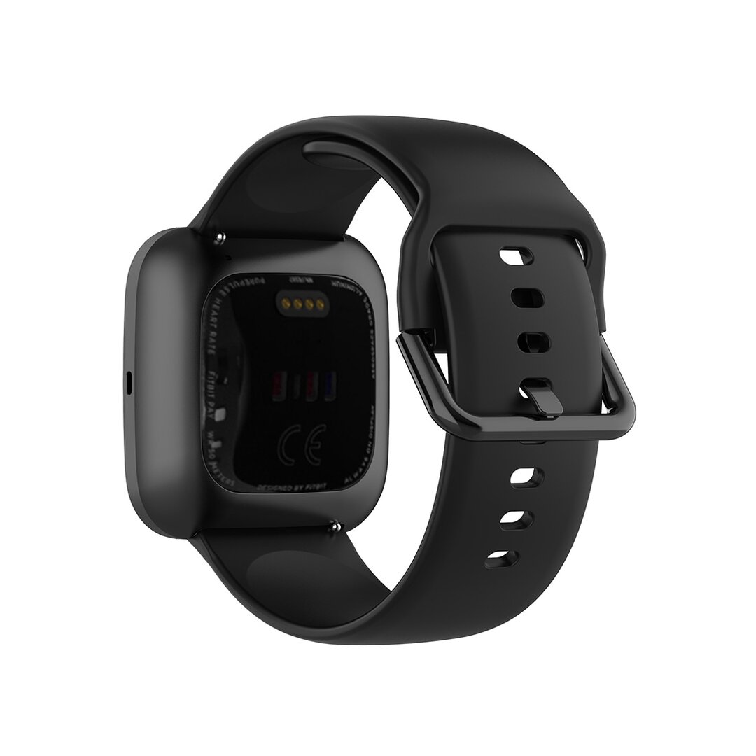 Fitbit Versa 1 / 2 &amp; Lite Silikon-Sportband mit Schnallenverschluss - Schwarz - Gr&ouml;&szlig;e: Klein