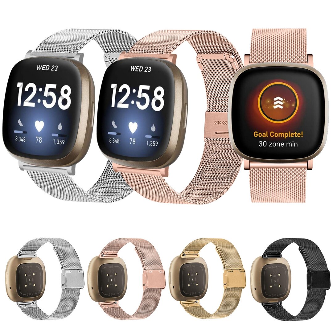 Fitbit Versa 3/4 &amp; Sense 1/2 - Milanaise Band mit Verschluss - Gold