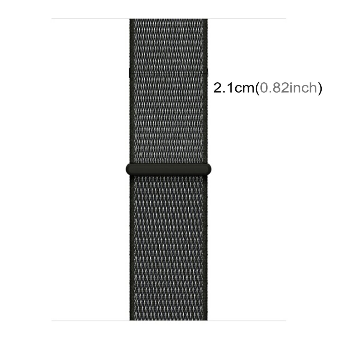 Sport Loop Armband - Grau mit Dunkelgr&uuml;n - Geeignet f&uuml;r Apple Watch 38mm / 40mm / 41mm / 42mm