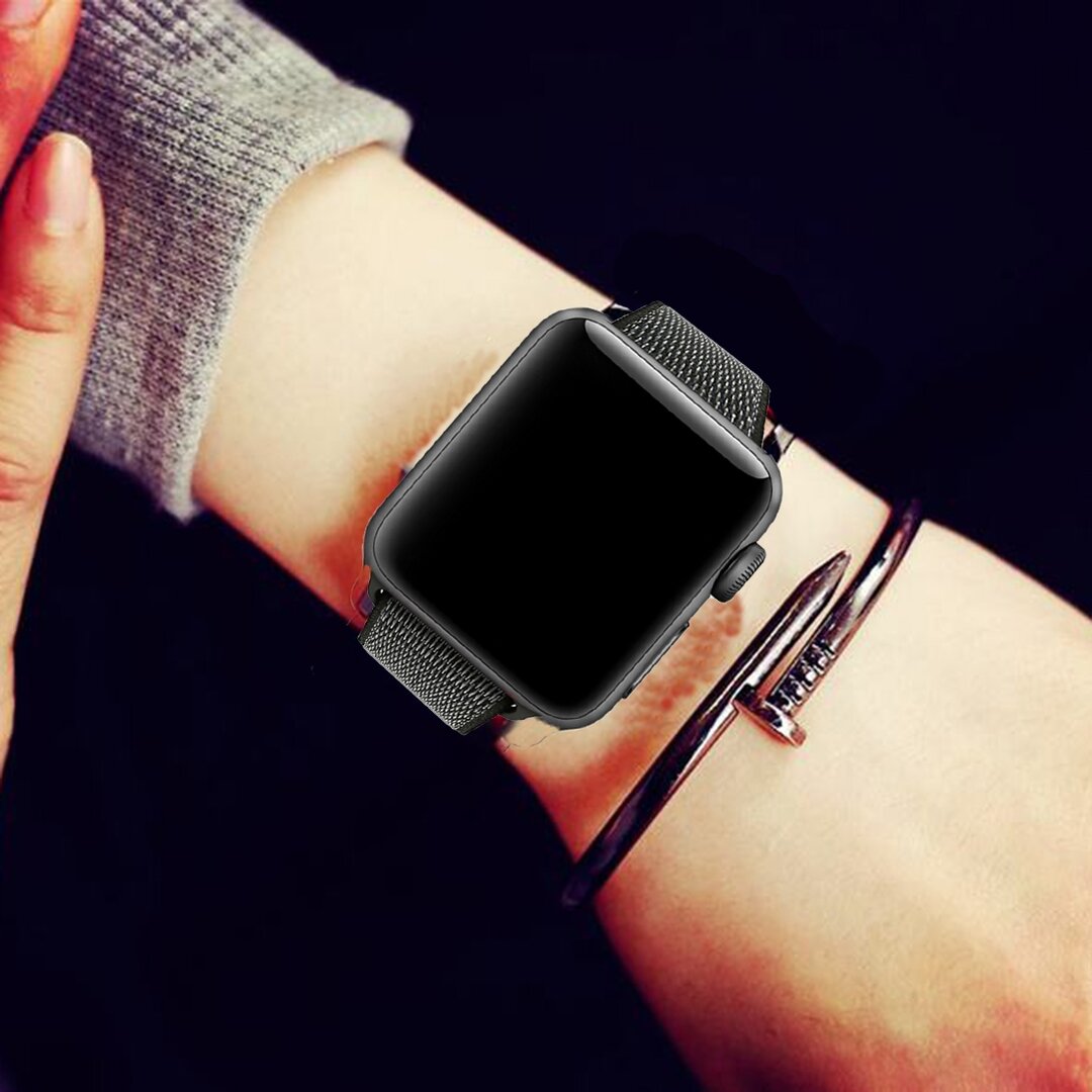 Sport Loop Armband - Grau mit Dunkelgr&uuml;n - Geeignet f&uuml;r Apple Watch 38mm / 40mm / 41mm / 42mm