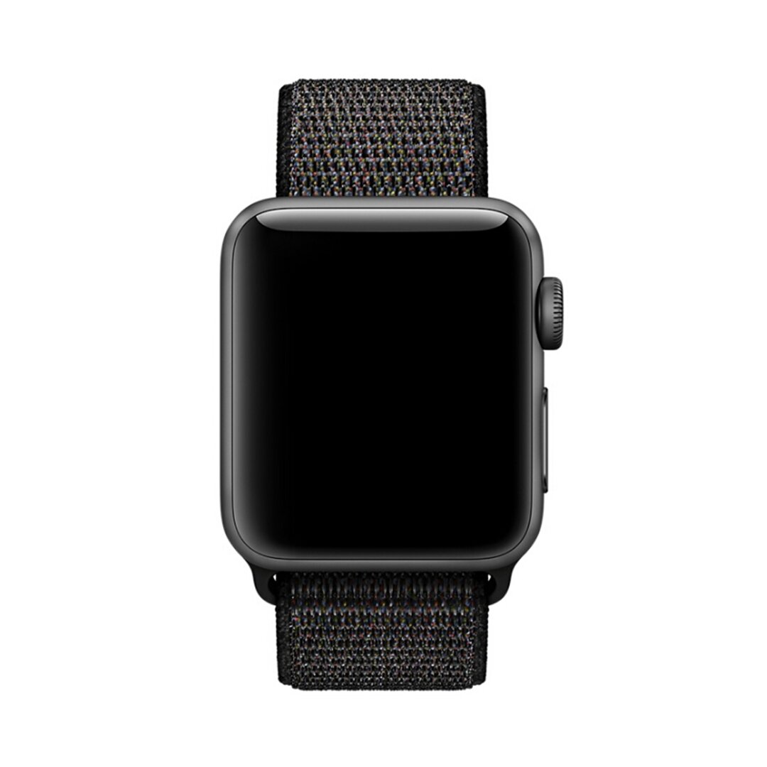 Sport Loop Armband - Schwarz / Orange - Geeignet f&uuml;r Apple Watch 38mm / 40mm / 41mm / 42mm