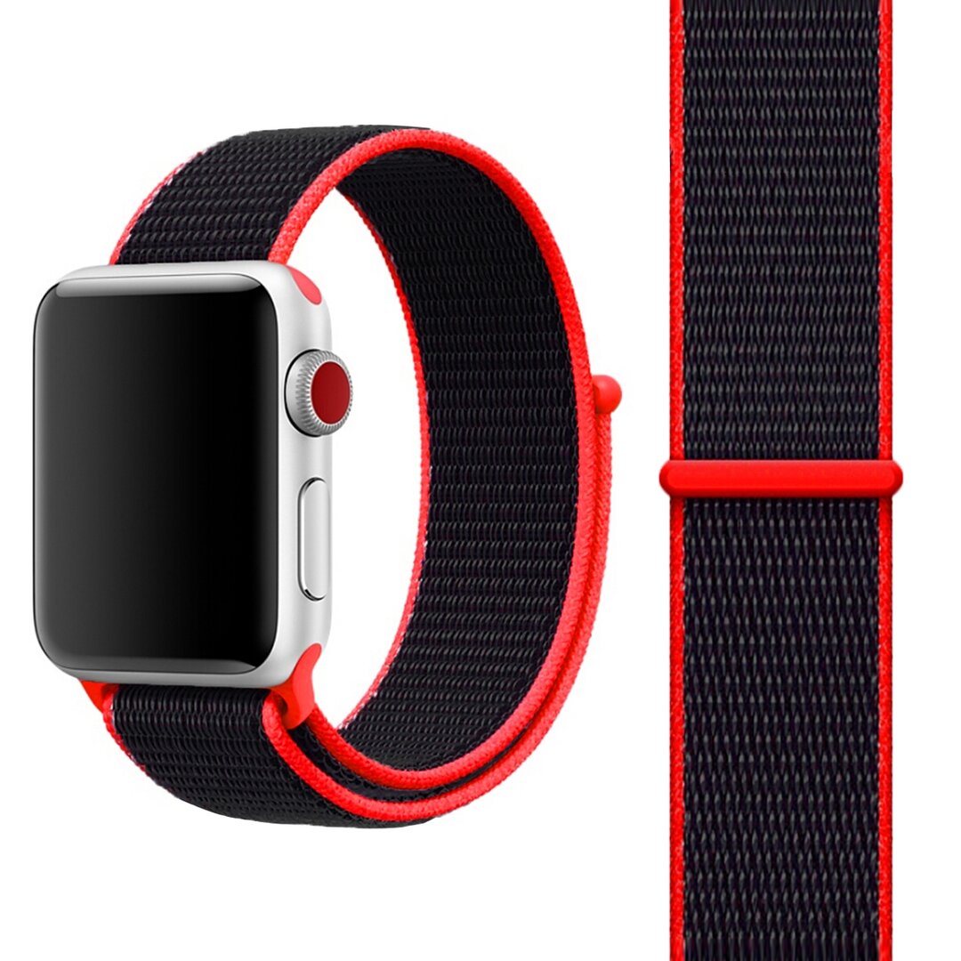 Sport Loop Armband - Magenta / Schwarz - Geeignet f&uuml;r Apple Watch 44mm / 45mm / 46mm / 49mm