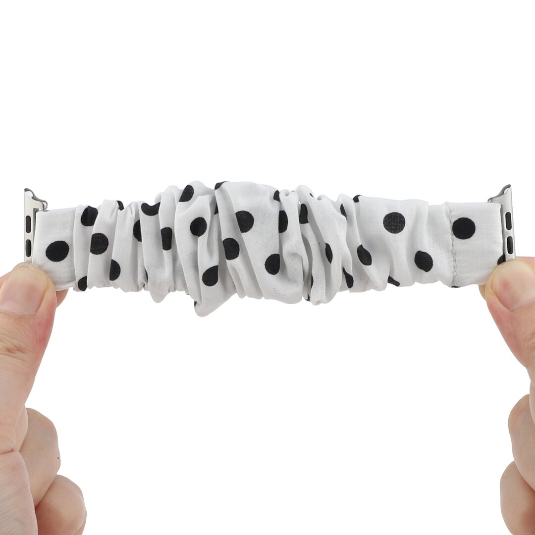 Elastisches Armband - Schwarz gepunktet - Geeignet f&uuml;r Apple Watch 38mm / 40mm / 41mm / 42mm