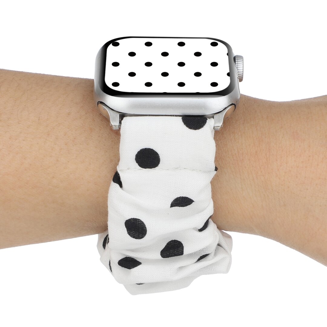 Elastisches Armband - Schwarz gepunktet - Geeignet f&uuml;r Apple Watch 38mm / 40mm / 41mm / 42mm