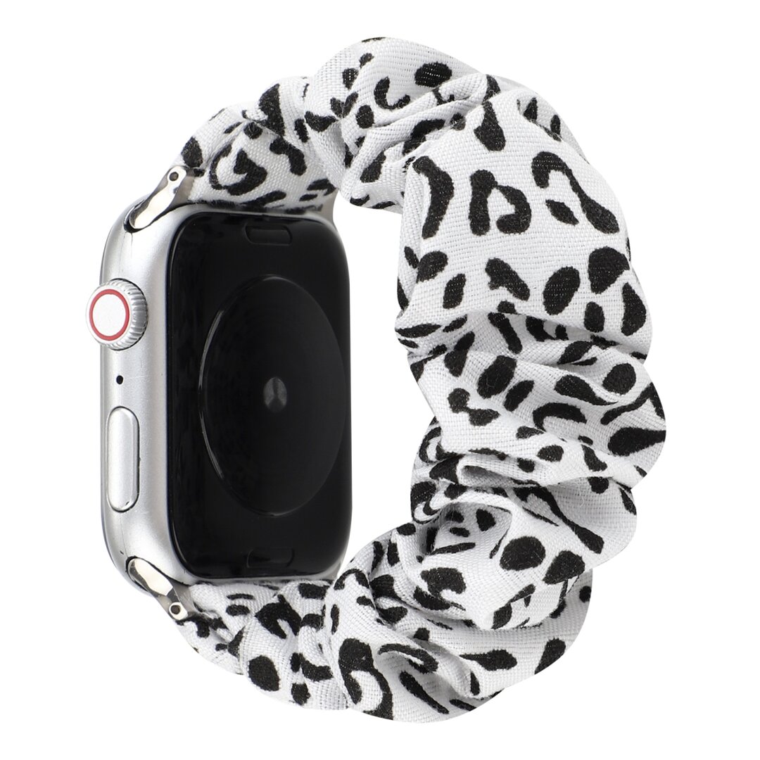 Elastisches Armband - Wei&szlig; / Schwarz - Geeignet f&uuml;r Apple Watch 38mm / 40mm / 41mm / 42mm