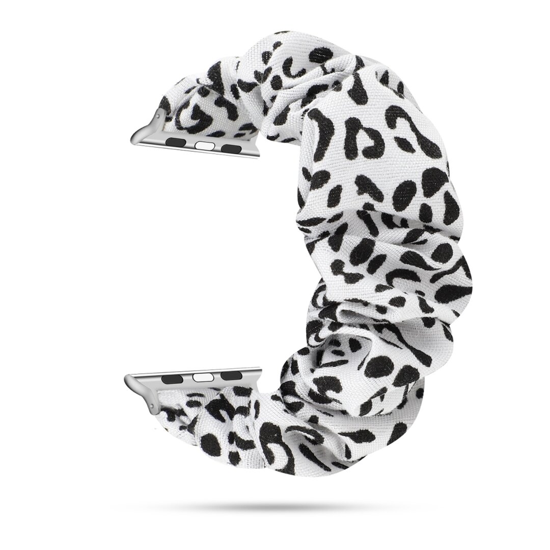 Elastisches Armband - Wei&szlig; / Schwarz - Geeignet f&uuml;r Apple Watch 38mm / 40mm / 41mm / 42mm