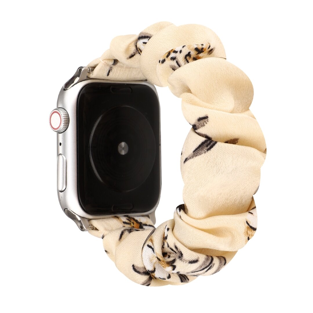 Elastisches Armband - Blumendruck dunkel - Geeignet f&uuml;r Apple Watch 38mm / 40mm / 41mm / 42mm