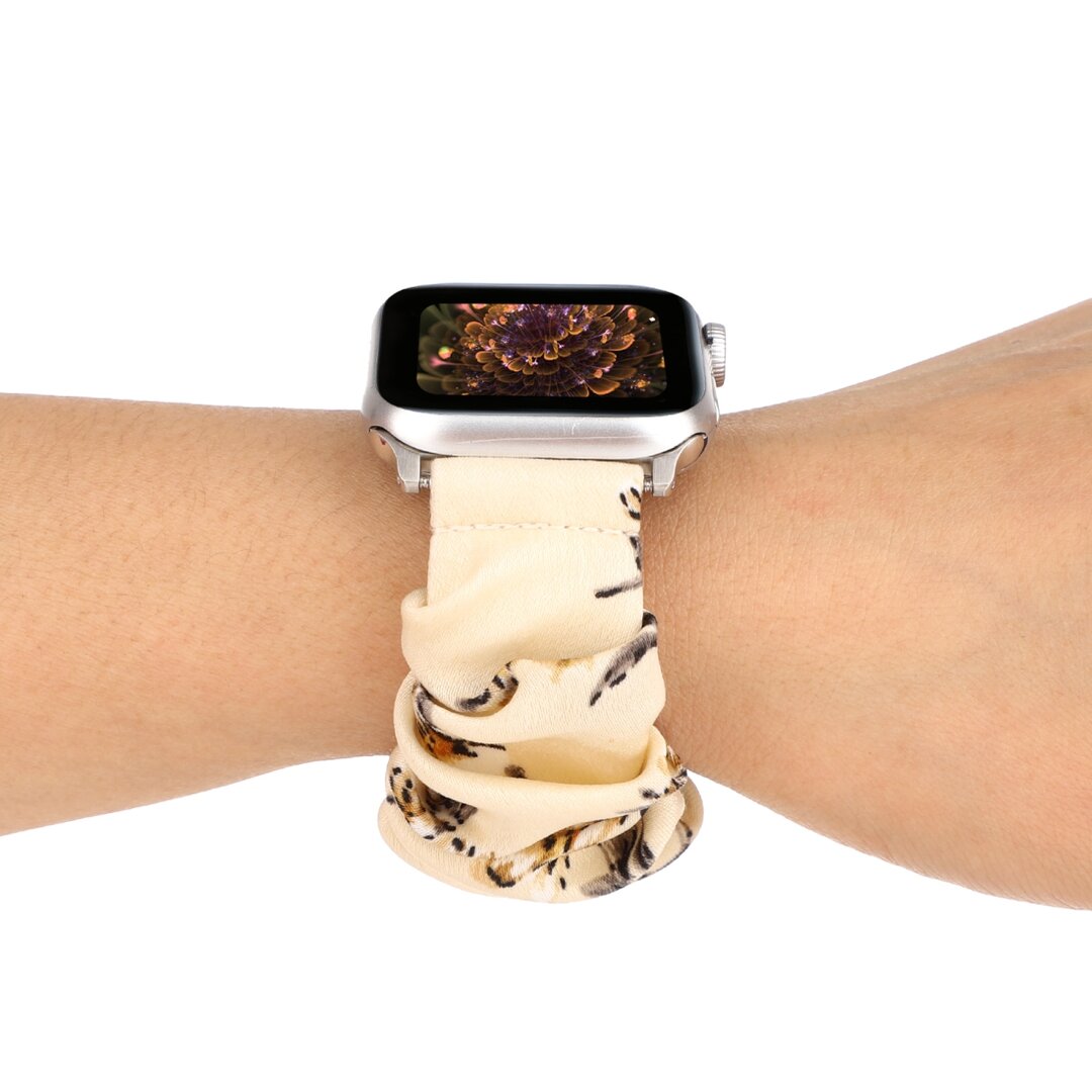 Elastisches Armband - Blumendruck dunkel - Geeignet f&uuml;r Apple Watch 38mm / 40mm / 41mm / 42mm