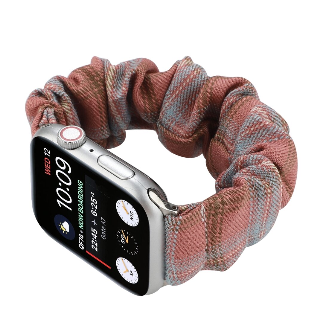 Elastisches Armband - Hellrot / Blau - Geeignet f&uuml;r Apple Watch 38mm / 40mm / 41mm / 42mm