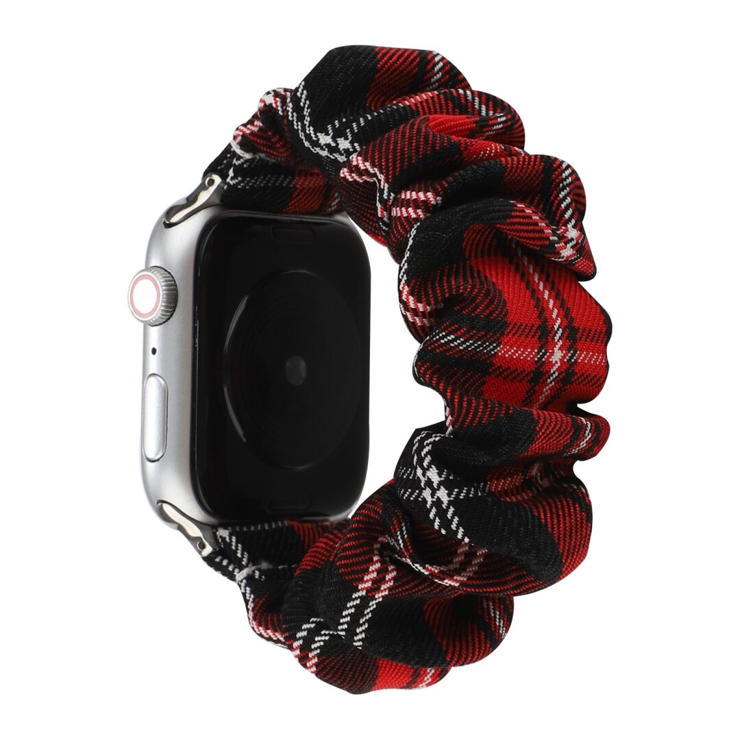 Elastisches Armband - Rot / Schwarz - Geeignet f&uuml;r Apple Watch 38mm / 40mm / 41mm / 42mm