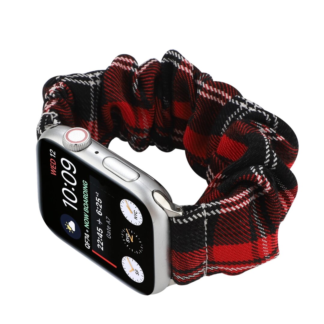 Elastisches Armband - Rot / Schwarz - Geeignet f&uuml;r Apple Watch 38mm / 40mm / 41mm / 42mm