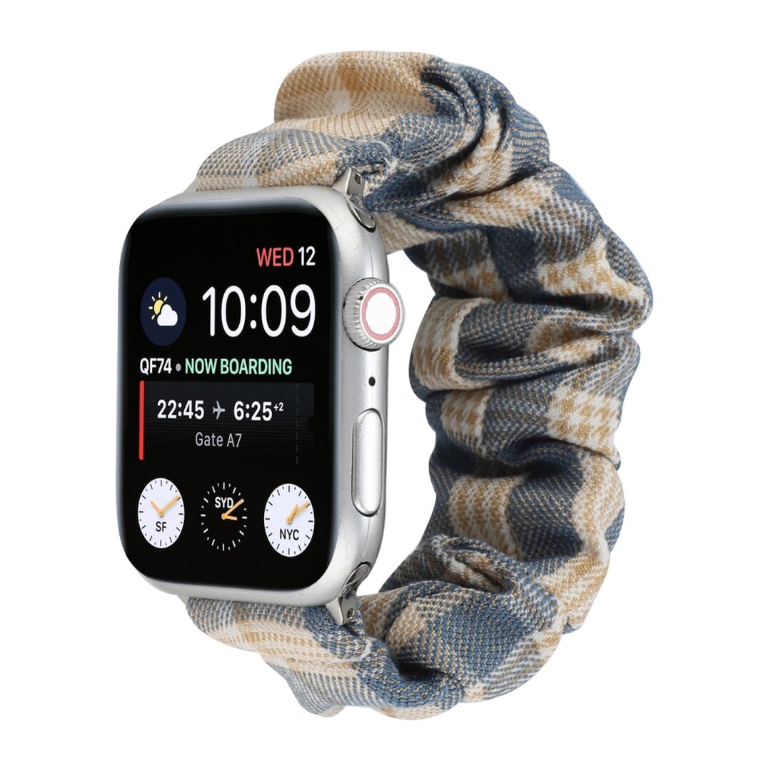 Elastisches Armband - Khaki / Dunkelblau - Geeignet f&uuml;r Apple Watch 38mm / 40mm / 41mm / 42mm