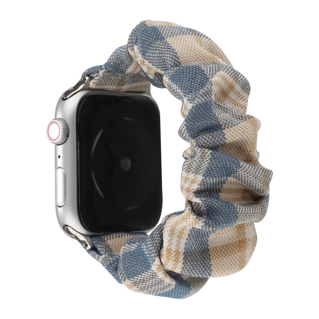 Elastisches Armband - Khaki / Dunkelblau - Geeignet f&uuml;r Apple Watch 38mm / 40mm / 41mm / 42mm